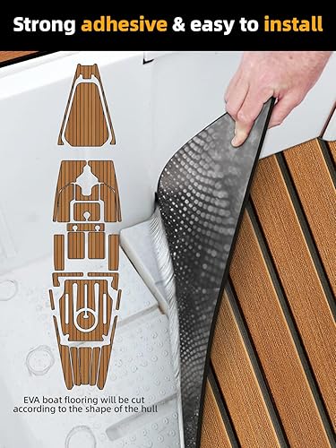 Miniatura 3 de FOCEAN Boat Flooring EVA Foam Boat Decking Faux Teak Marine Flooring Marine Mat Sheet for Motorboat RV Yacht Kayak Surfboard, 94.5"x
