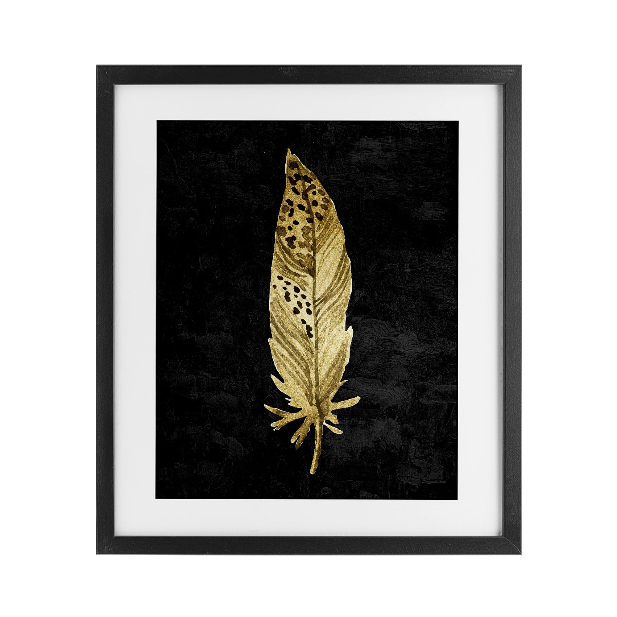 Stupell Industries Speckled Feather on Black Black Framed Print Under Glass, design by Kim Allen, 21 x 17
