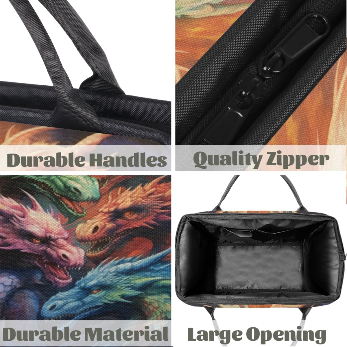 Colorful Cool Dragon Gym Bag for Women Men, Travel Sports Duffel Bag with Trolley Sleeve, Waterproof Sports Gym Bag Weekender Overnight Bag Carry On Tote Bag for Travel Gym Sport