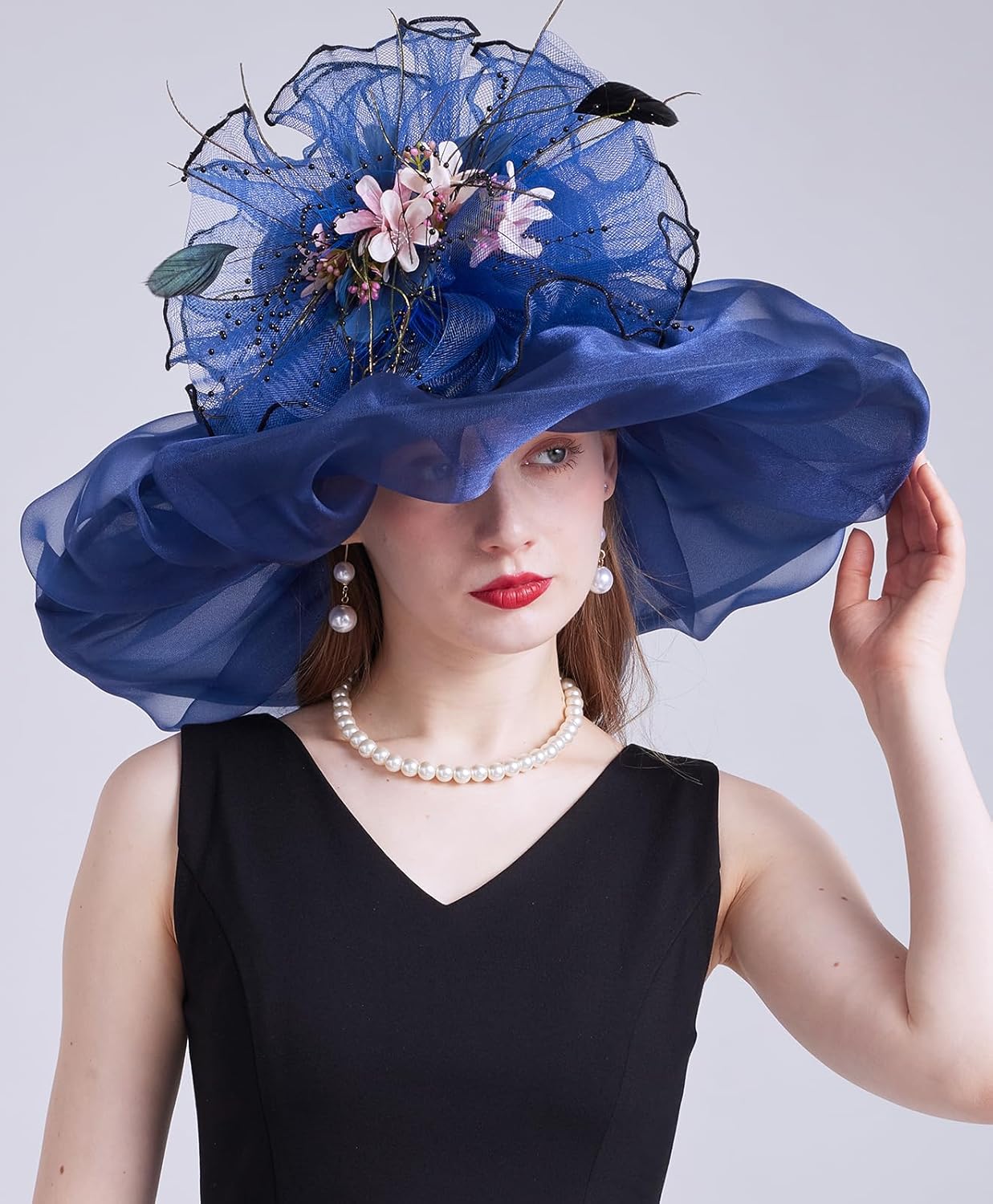 Women's Organza Church Kentucky Hat Fascinato Wedding Cocktail Tea Party Derby Hats Sun Hat