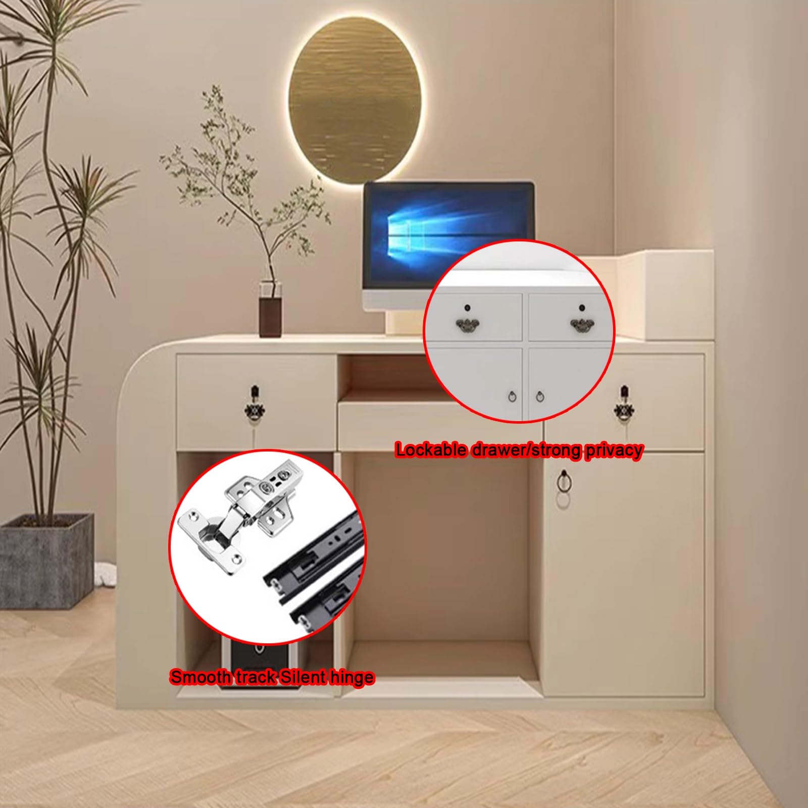 L-Form empfangstresen，Rezeptionstheken, Rezeptionstresen, Empfangstheken,Empfangstresen,Empfangstheke mit abschließbaren Schubladen und Schränken，Reception Desk(Right-1,80cm/31.5in)