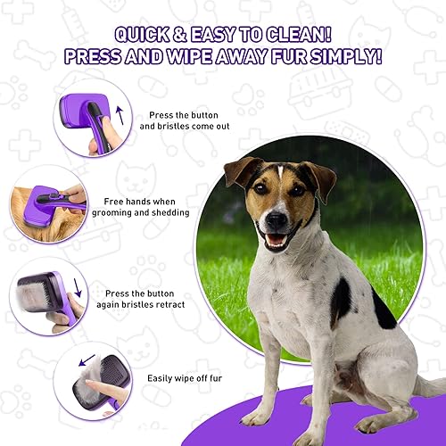 Miniatura 24 de Cepillo deslizante de autolimpieza para eliminar perros y gatos de pelo largo y corto, elimina el nudo suelto que se enreda, tapete de piel, cepillo
