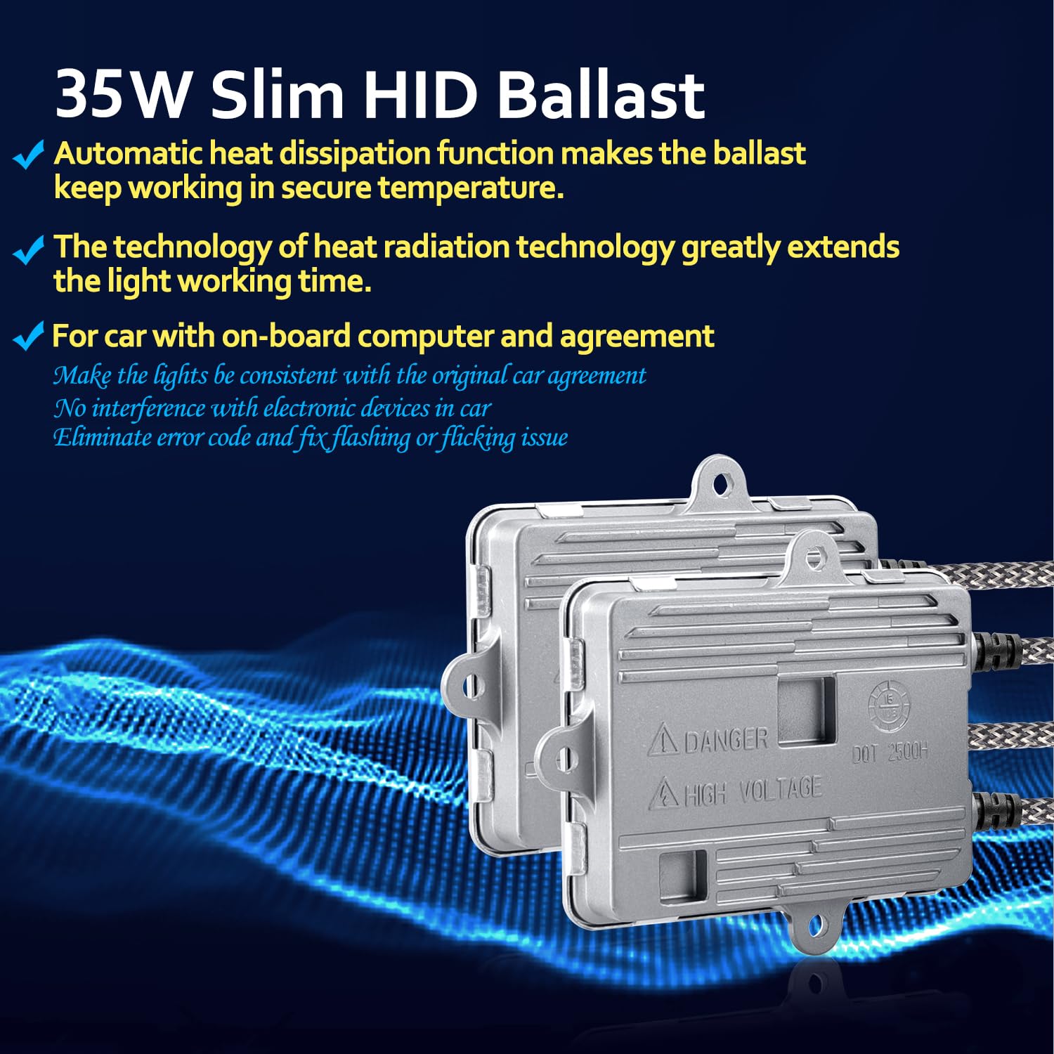 WinPower 35W Ballast HID AC Modulo controllo Driver lampada allo xeno per Hid Kit di conversione H1 H3 H4 H7 H8 H9 H11 HIR2 HB3 HB4 H15 H13 ecc, 2 Pezzi