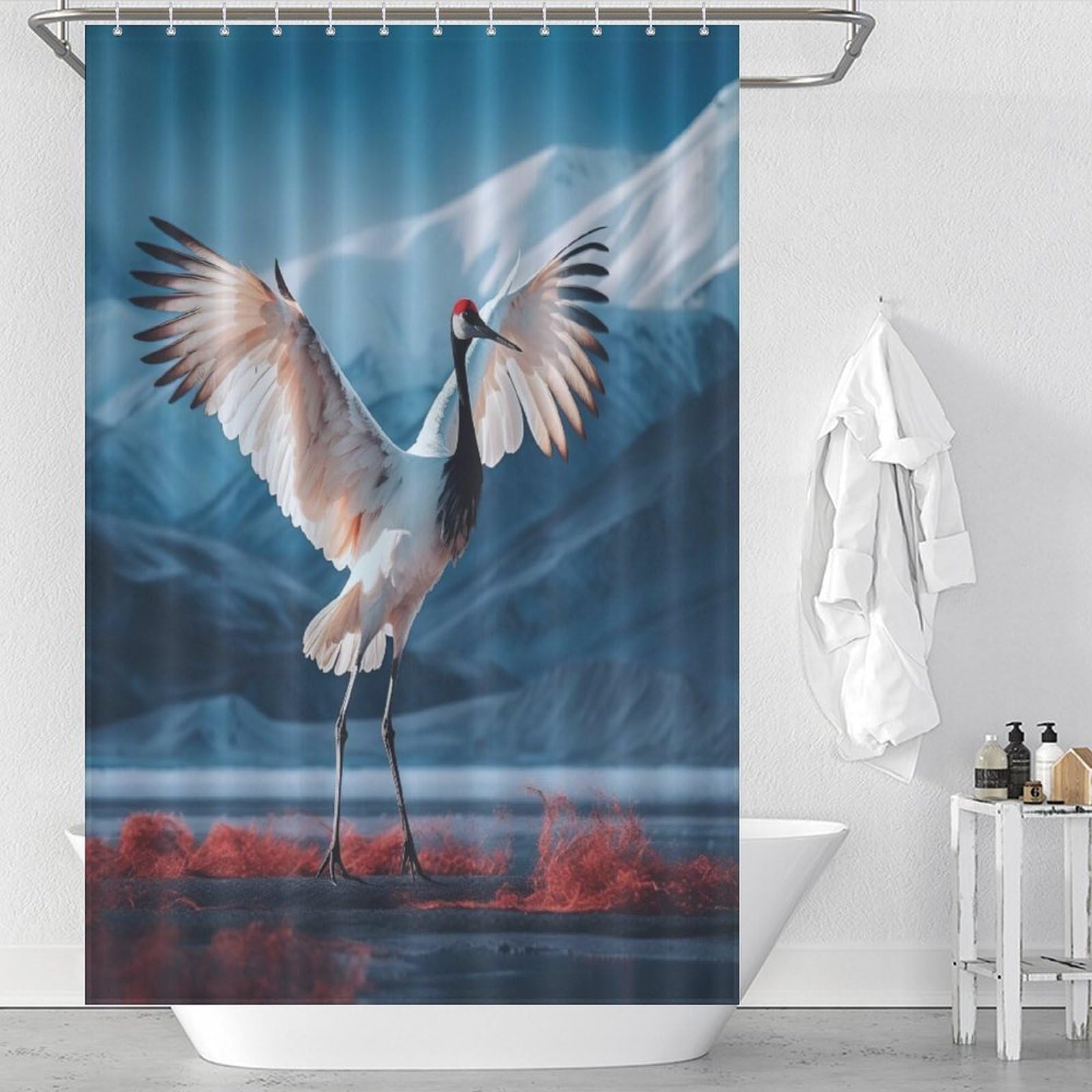 Rideau de douche grue de qualité supérieure en tissu lavable pour hôtel