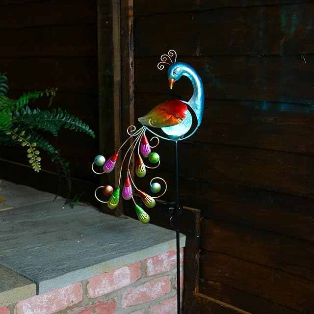 Multicolour Peacock - 81cm - Solar Powered - Colour Changing LEDs - Outdoor by Festive Lights