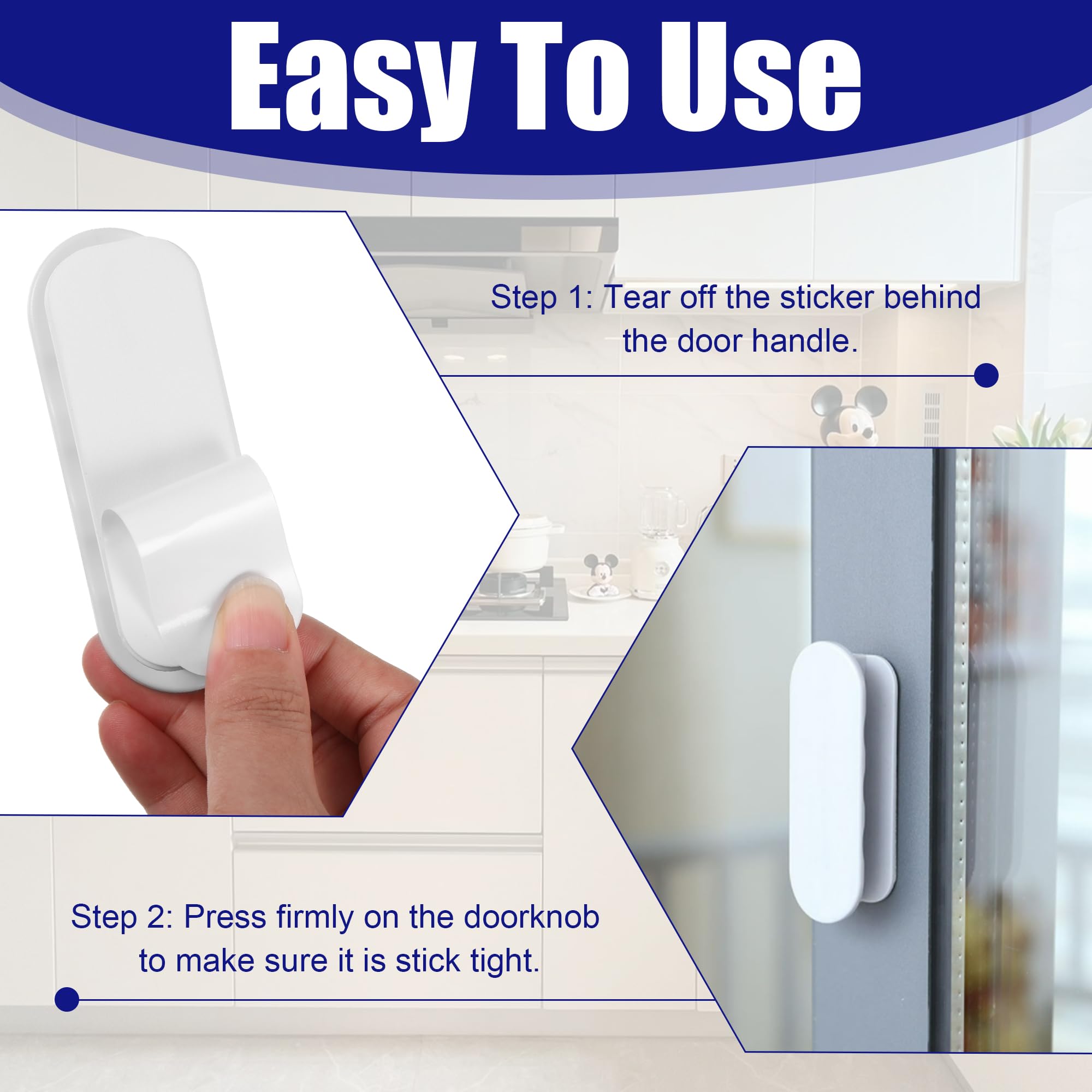 6 Maniglie Autoadesive Per Porte - Bianco E Nero 8.4x2.8cm | Per Armadi, Frigoriferi, Cassetti - Foto 3