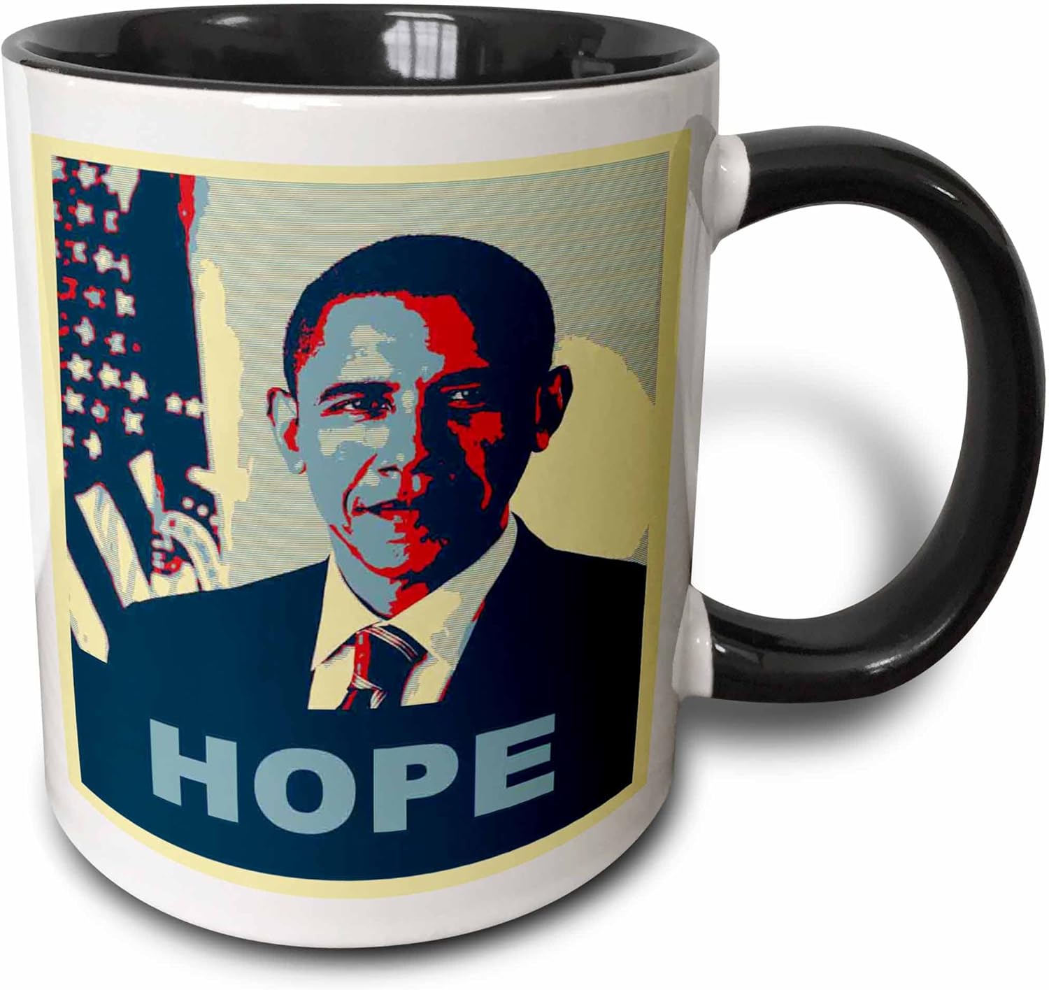 3dRose (mug_130694_4) President Barack Obama in Hope Pop Art - Two Tone Black Mug, 11oz