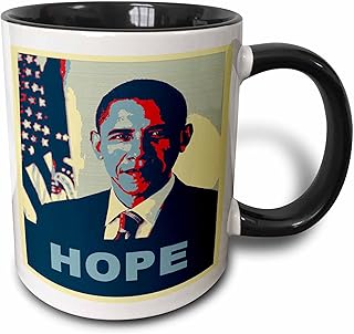 3dRose (mug_130694_4) President Barack Obama in Hope Pop Art - Two Tone Black Mug, 11oz