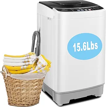 15.6Lbs Portable Washing Machine Nictemaw Portable Washer, 2.1 Cu.ft Washer and Dryer Combo with Drain Pump, 10 Programs 8 Water Level Compact Laundry Washer for Home, Apartment, RV, Dorms