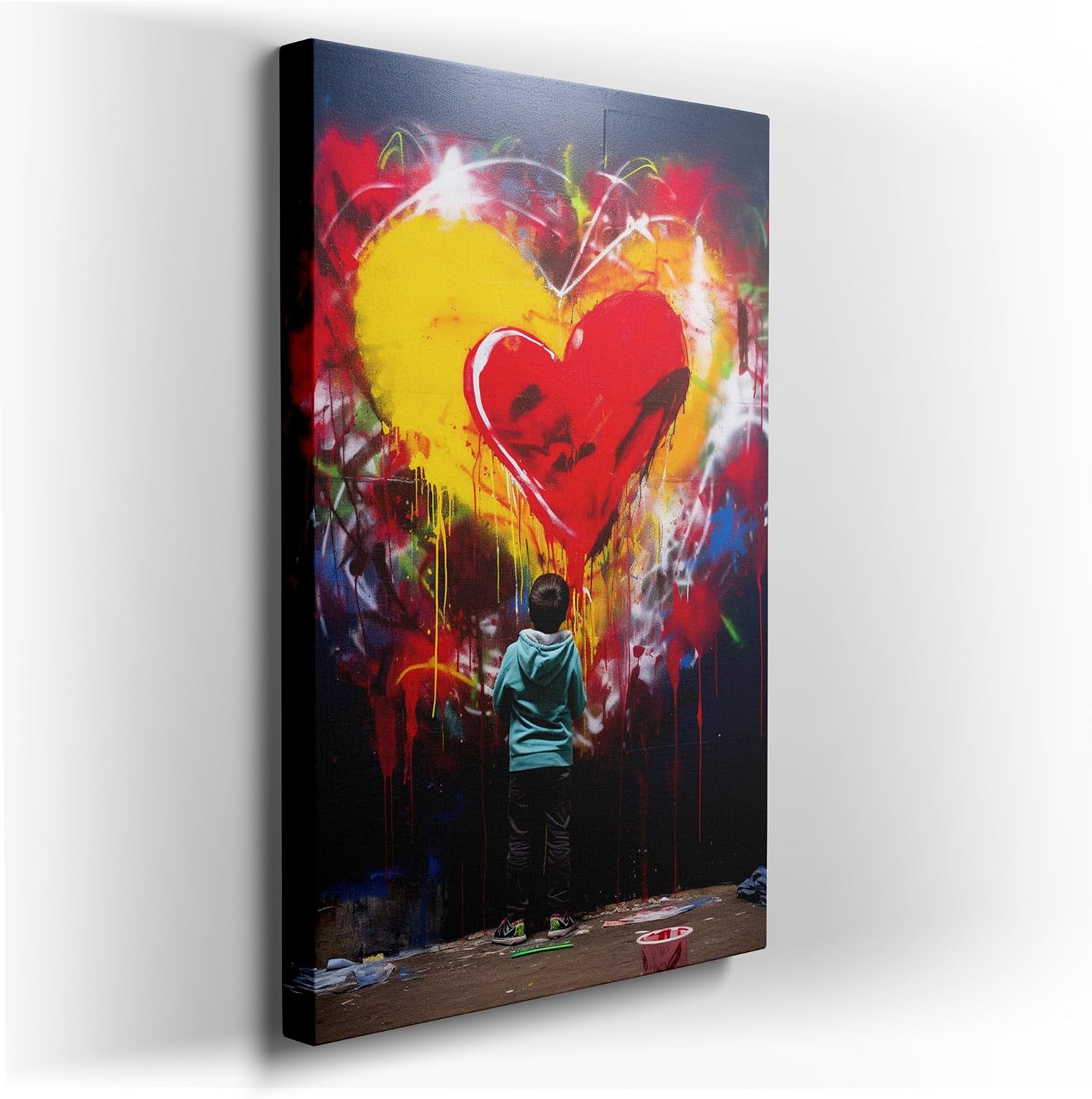 Canvas for Living room. Little Dreamer Against the Giant Heart Canvas, 27 x 18 inch Canvas Wall Art - Inspirational Office Decor - 69x46 cm (27x18 inch)