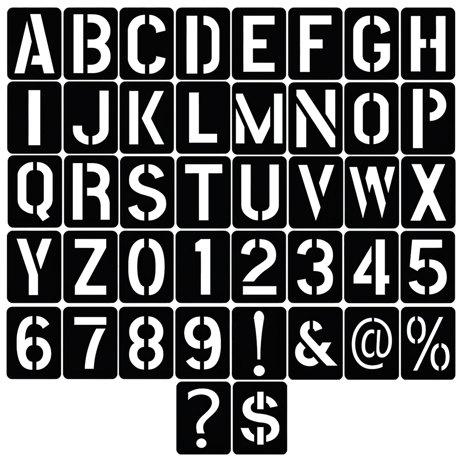 42pcs Letter Stencils Plastic Alphabet Stencils Reusable Large Number Templates Marks Symbol Set for Craft Painting Scrapbooking DIY Art Decor on Wood Wall Stones Sign, Black 10 x 7.6cm