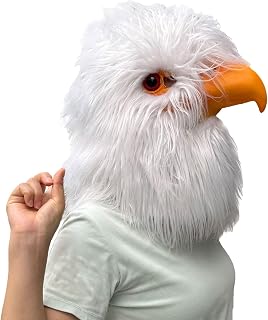 White Eagle Head Mask for Adults - Realistic Feathered Latex Bald Eagle Costume Mask with Lifelike Details, Perfect for Halloween, Cosplay, Themed Parties & Carnivals
