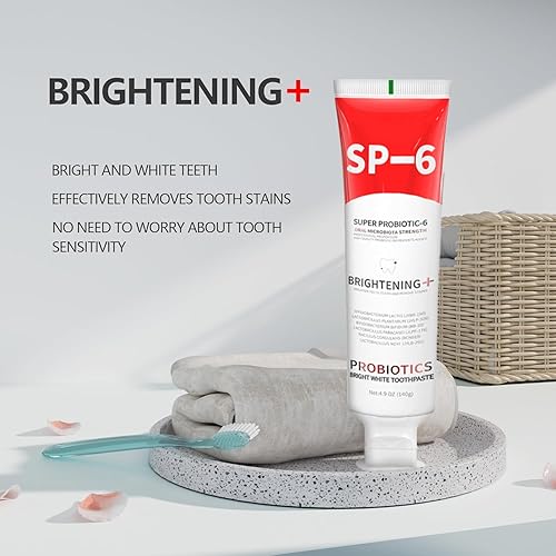 Miniatura 3 de Sp-6 Probióticos Pasta de dientes blanqueadora, Sp-6 Ultra Pasta de dientes blanqueadora, fórmula mejorada con 6 probióticos para la salud de los