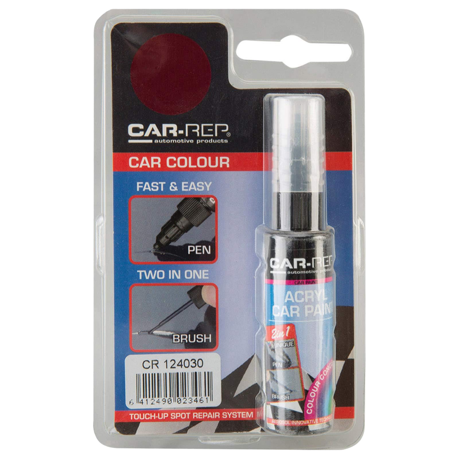Car-Rep 124030 Touch Up Pen - Red, 12 ml