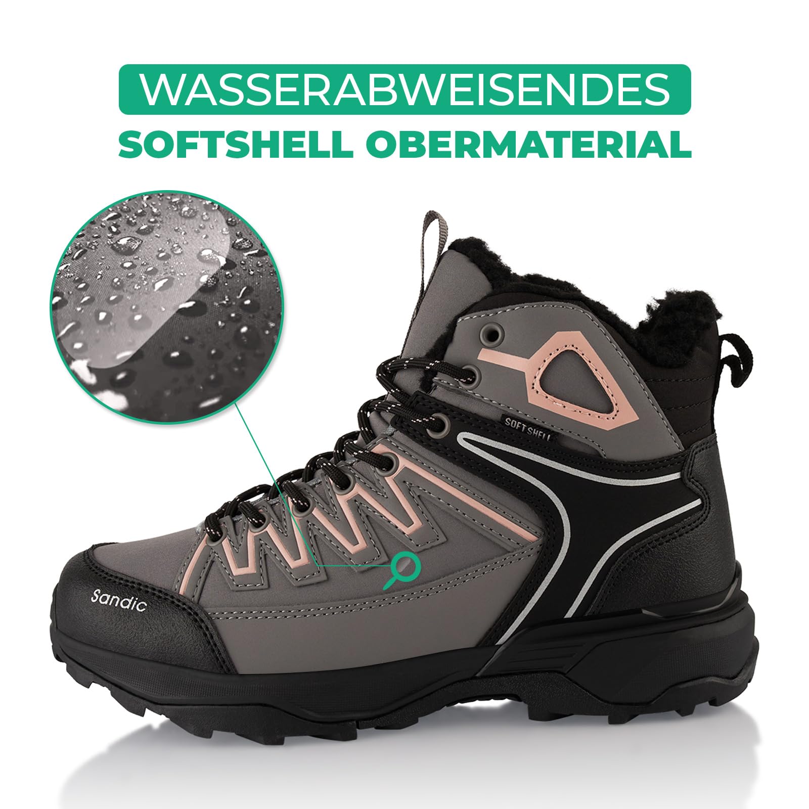 Fusskleidung® Damen Herren Winterstiefel Gefütterte Softshell Wanderschuhe