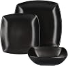 Creative Tops Raven Stoneware Square Dinner Set, Ceramic, Black, 12 Piece