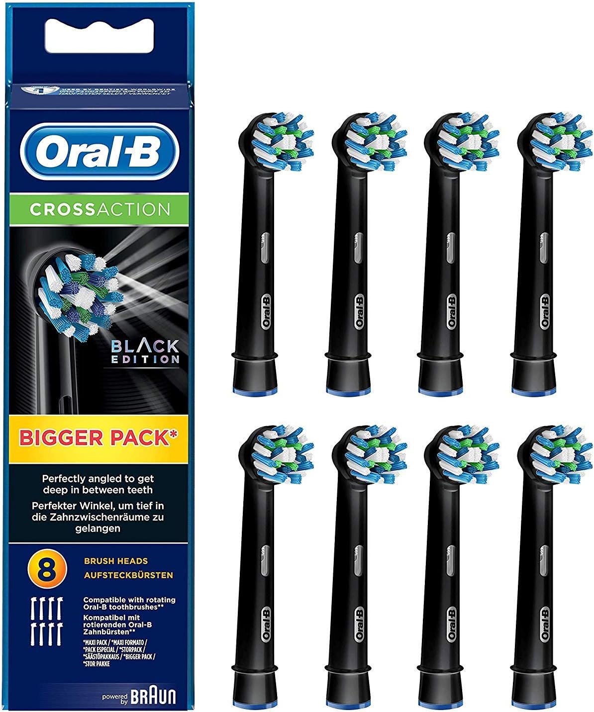 Brown Oral B Replacement Brush Multi-Action Brush/CROSS ACTION Black 8 Pieces EB50-8EL