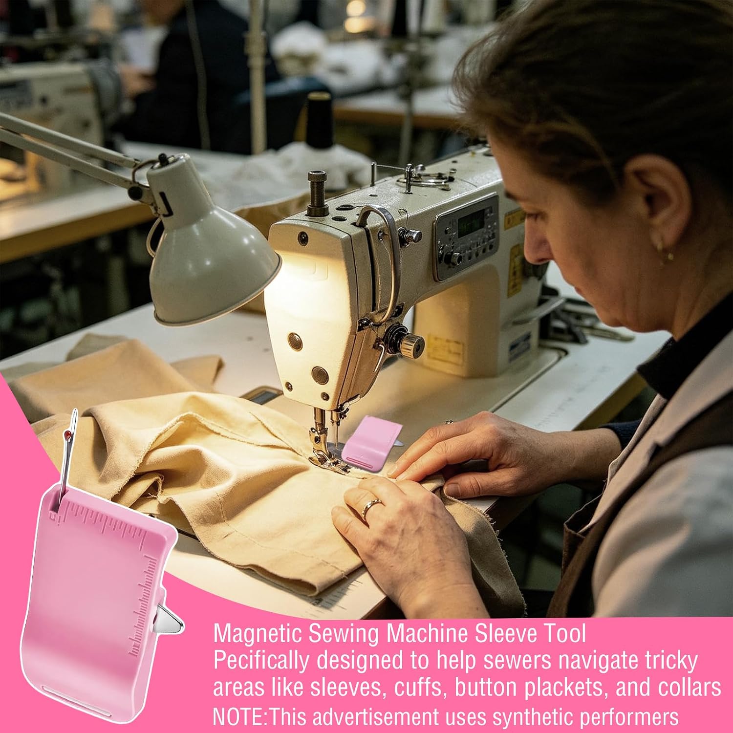 Pink Magnetic Seam Guide for Sewing Machine,Built-in Seam Ripper&Edge Guide