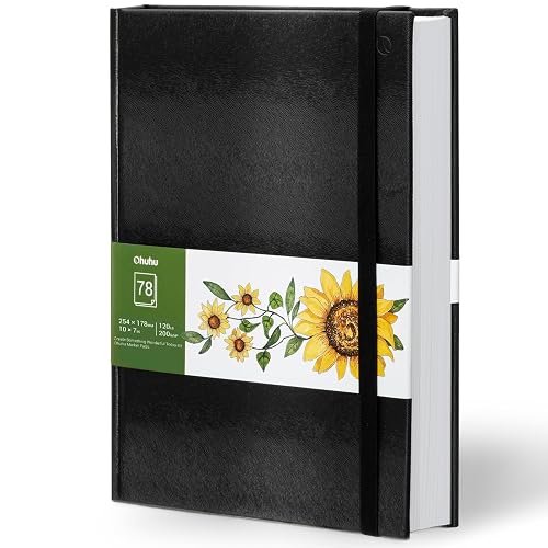 Ohuhu Marker Pads Art Sketchbook, 7"x10" Large Paper Size, 120 LB/200 GSM Drawing Papers, 78 Sheets/156 Pages, Hardcover Sketch Book for Alcohol Markers Christmas Gift - 7" x 10"