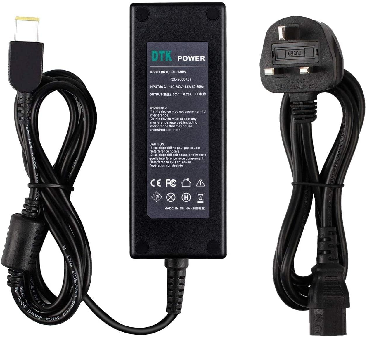 DTKLenovo Charger 135W AC adapter for Lenovo ThinkPad T440P T450P T460P T470P T540P IdeaPad Gaming 3-15ARH05(82EY) Power Supply for Legion Y520 Y530 Y7000P Lenovo Ideapad Y40 Y50 Y70 Laptop Charger