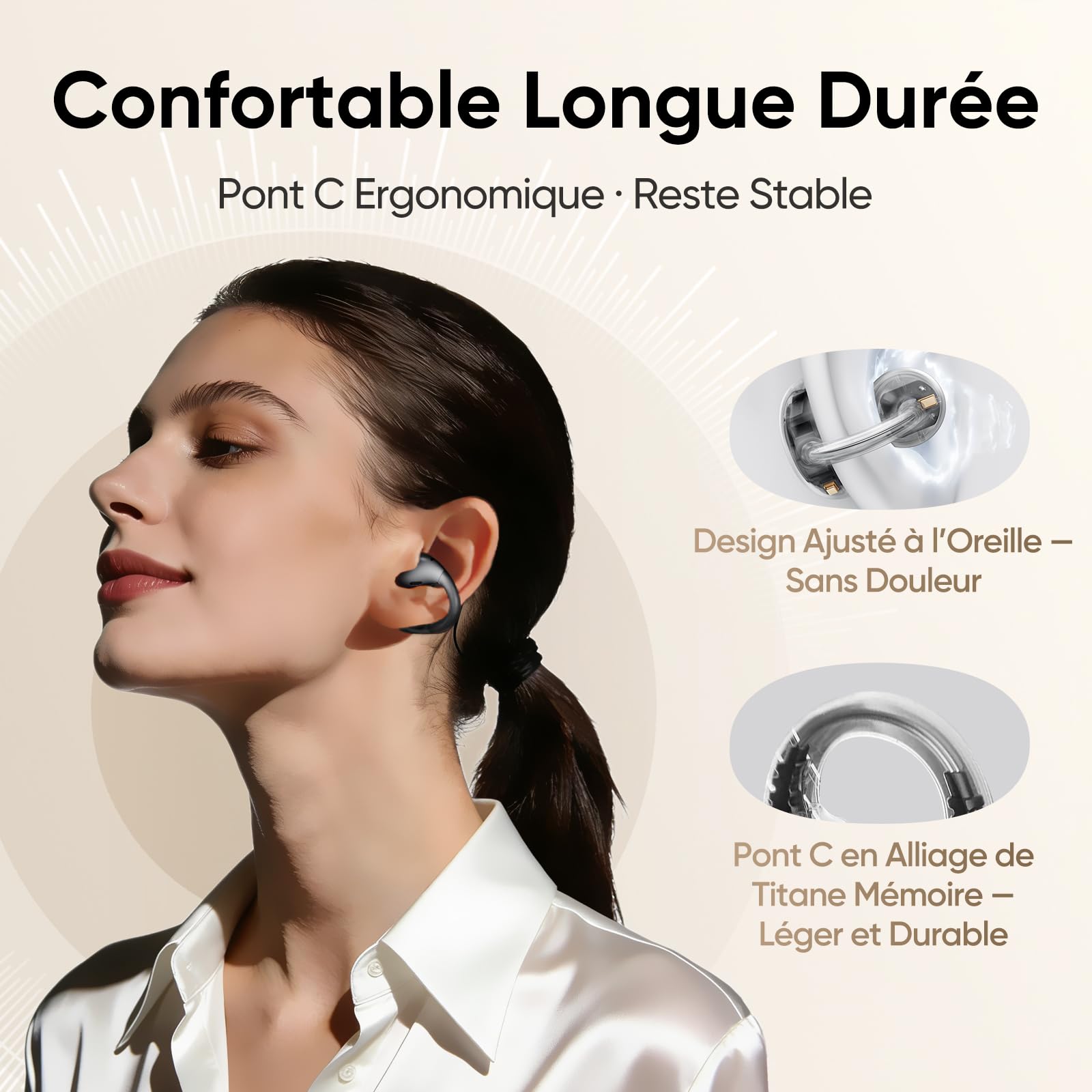 realme Buds Clip Écouteurs Bluetooth à Clip, 36H d'Autonomie, Réduction de Bruit des Appels IA, Traducteur IA, IP55, Bluetooth 5.4, Connexion Double Appareil, pour Sport & Intérieur, Negro Titanio