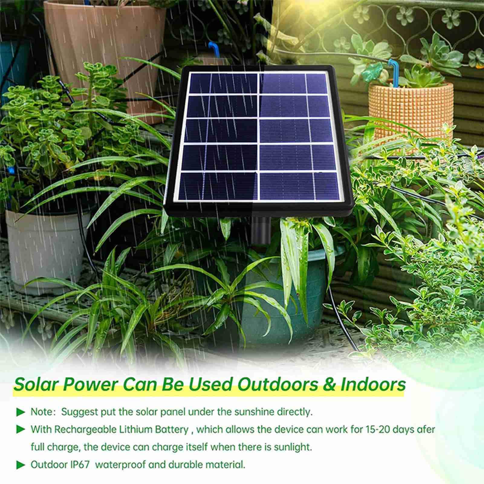 Solar Automatyczny Zestaw do Nawadniania Kroplówki IP67 Wodoodporny Słoneczny System Podlewania Słoneczny Zestaw do Nawadniania Słonecznie do Ogrodu Wewnętrzne Rośliny