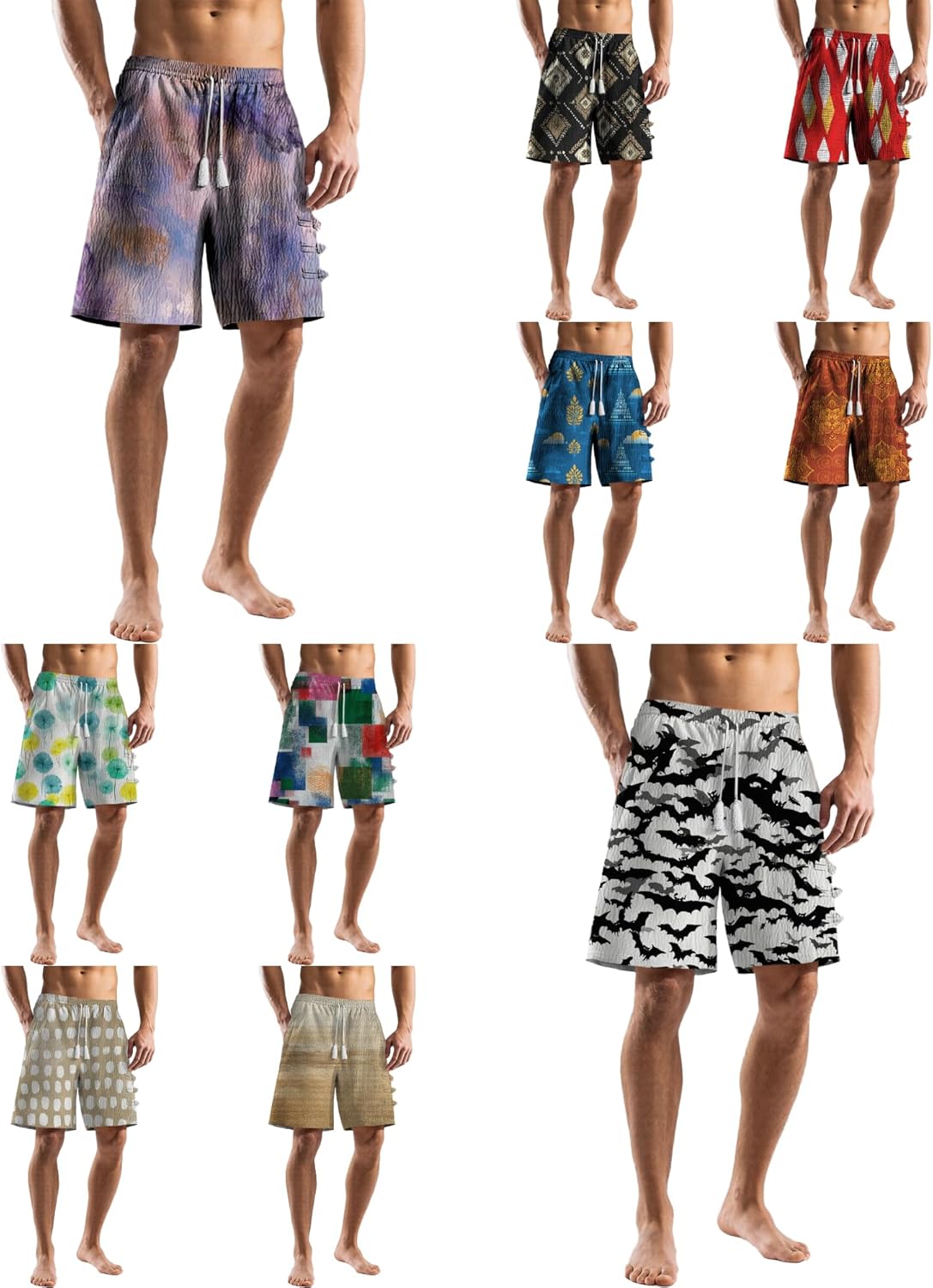 MARSVOVO Summer Beach Shorts for Men Classic Drawstring Loose Pants Casual Wide Leg Shorts with Pockets - Image 3