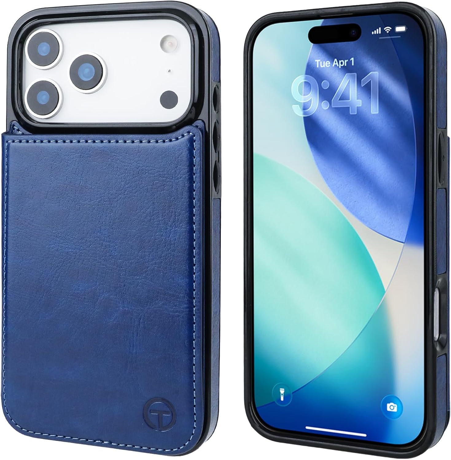 ONETOP Compatible with Magsafe for iPhone 17 Pro Max Wallet Case with Card Holder, PU Leather Kickstand RFID Blocking Case, Double Magnetic Clasp and Durable Shockproof Cover 6.9 Inch (Blue)