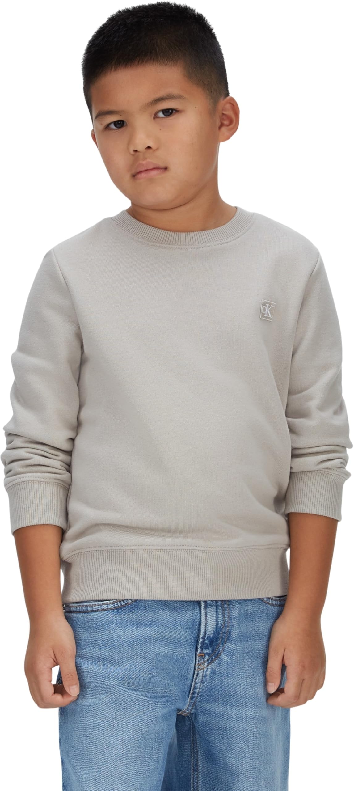 Calvin Klein Mono Mini Badge Reg CN Iu0iu00570 Felpa Pullover Unisex - Adulto