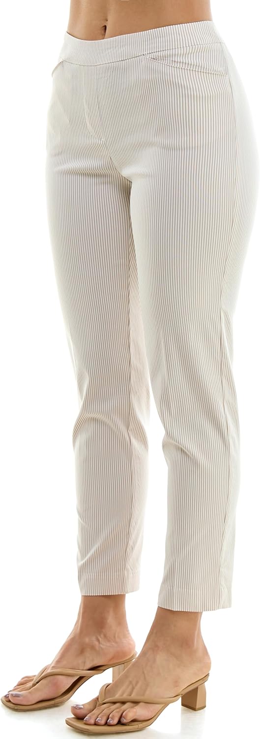 Zac & Rachel Womens Seersucker Millenium Ankle Length Pant with Front Half Pocket - Image 2