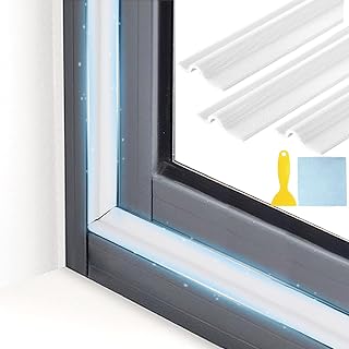 Daily Treasures 6m Fensterdichtung mit Schaber&Lappen,lärmschutz fenster,tür dichtung,fensterdichtung selbstklebend,Türseiten-Wetterschutzstreifen schalldicht, Türisolierung (weiß)