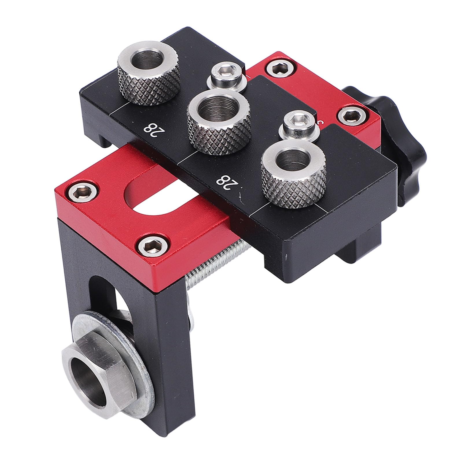 Zestaw do wybijania otworów kieszeniowych 3 w 1 Prowadnica kołków ze stopu aluminium do obróbki drewna z otworami wiertarskimi 8 mm, 10 mm i 15 mm - Dziurkacz obrabiany CNC z