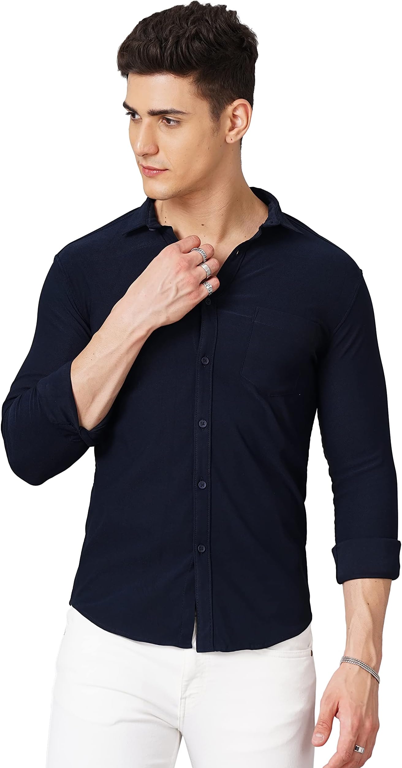 Hardsodaby The Indian Garage Co Men Slim Fit Solid Cutaway Collar Full Sleeves Casual Shirt
