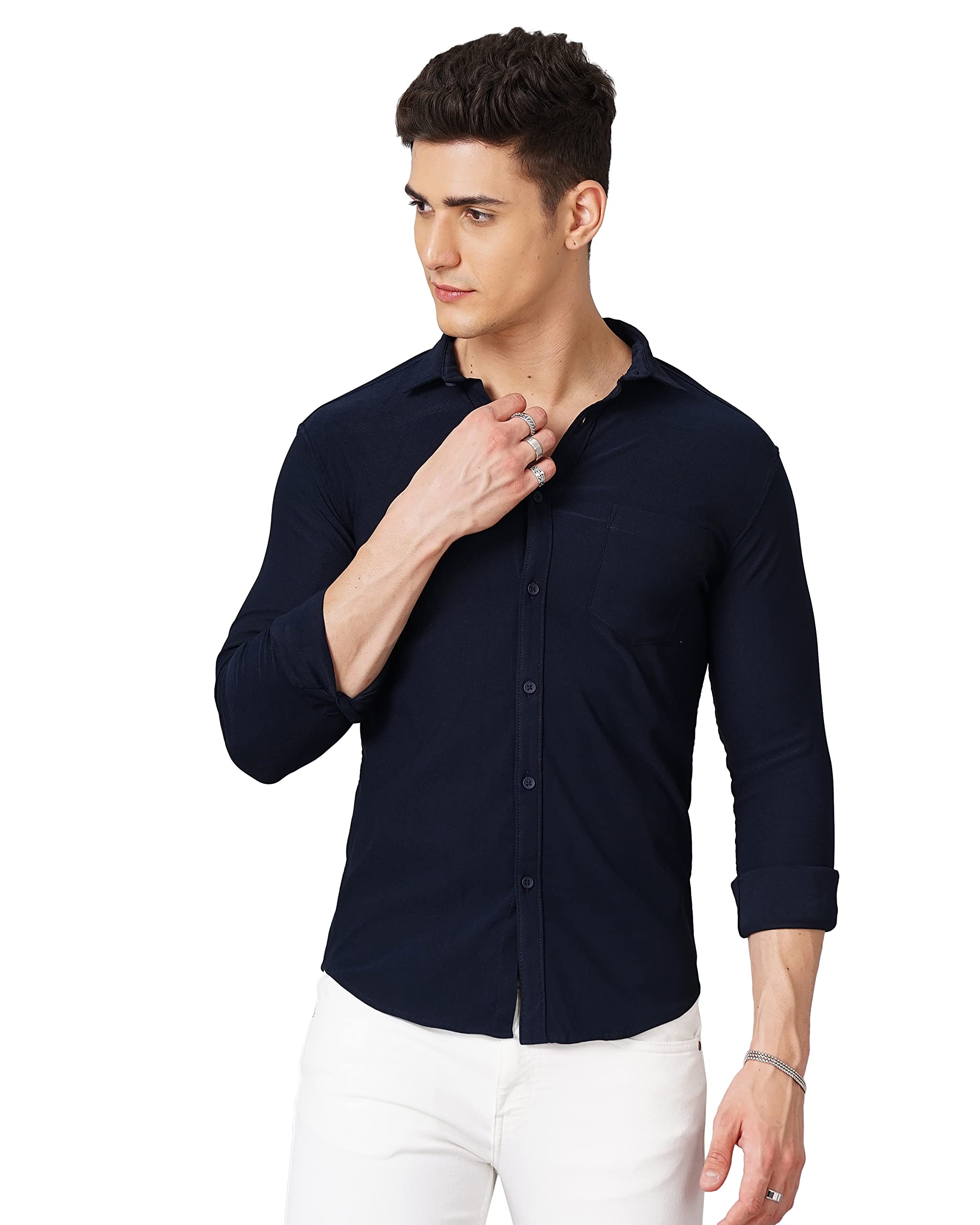 Hardsodaby The Indian Garage Co Men Slim Fit Solid Cutaway Collar Full Sleeves Casual Shirt