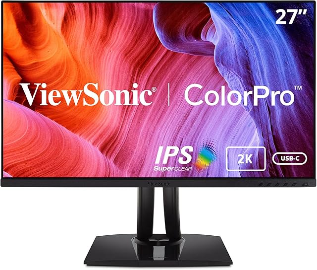 ViewSonic VP2756-2K 27-inch 1440p QHD Professional Monitor, 100% sRGB, Pantone Validated, Pre-Calibrated USB Type-C, HDMI, DisplayPort, for Graphic Design, Photo & Video Editing