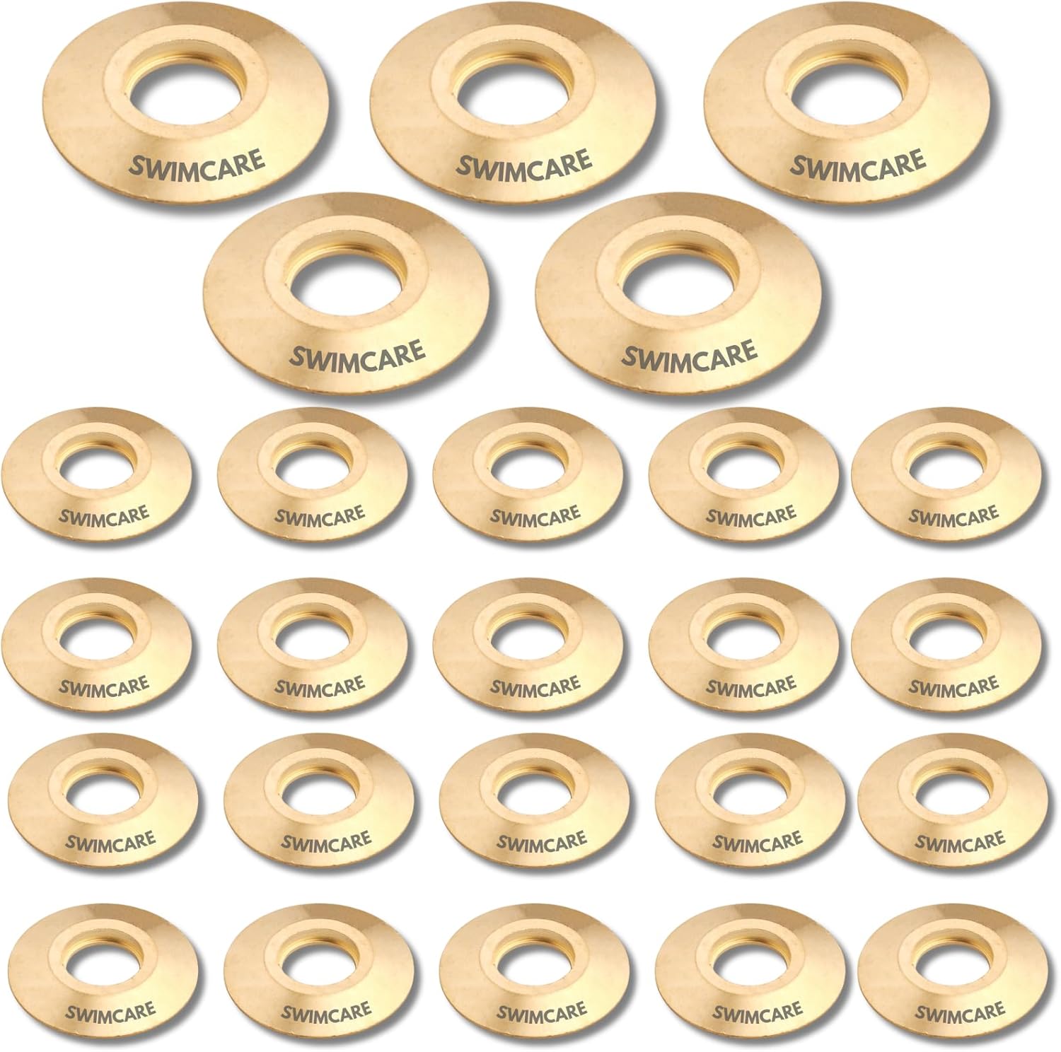 Brass Pool Cover Anchor Collar Flange – Pack of 25 | Safety Pool Cover Deck Anchor Ring | 1.50″ OD, 0.53″ ID, 0.16″ Thick | Universal Brass Replacement Part