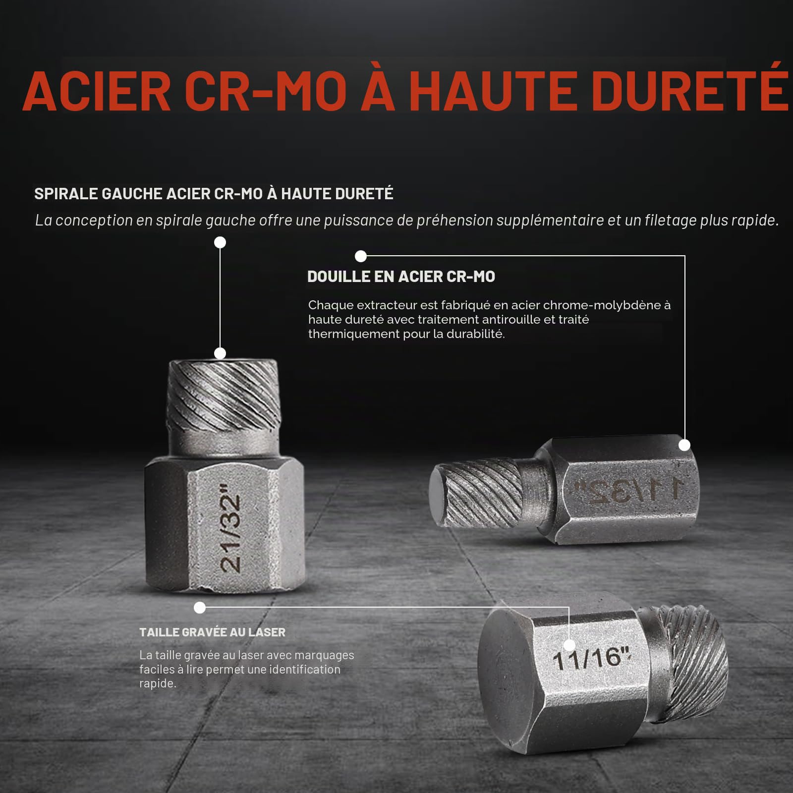 25 Pièces Extracteur de Vis Casse Set, Extracteur de Boulon Endommagées, Extracteur de Goujon, Tourne a Gauche Extracteur, pour Enlever Facilement Les Boulons Cassés et Les Vis Rouillées