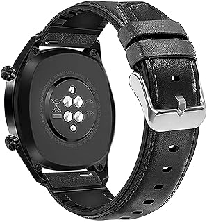 Mobilic Compatible With Huawei Watch Gt/Gt2 Band 46mm, Samsung Galaxy Watch(46mm) Bands,Magic/Watch Pro Strap 22mm Quick Release Genuine Leather Silicone Hybrid Watch Band,Black