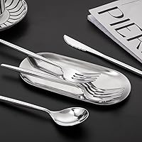 Vista 2 de LIYH 102 piezas de cubiertos de plástico plateado – Juego de cubiertos de plástico de alta resistencia, utensilios desechables, cuchillos