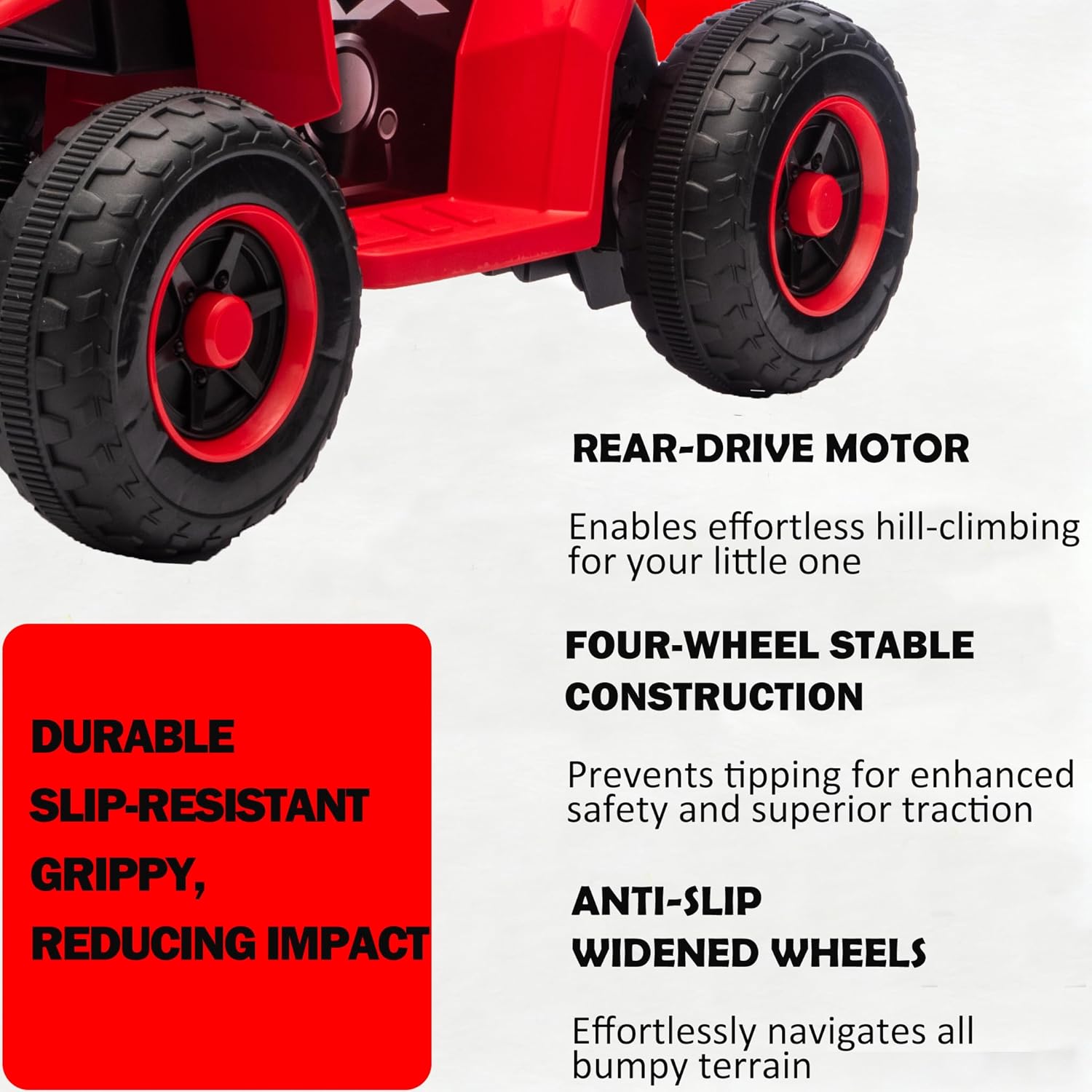 6V Kids Ride On ATV Quad for Boys & Girls, Battery Powered 4-Wheeler with Forward/Reverse, LED Lights, Built-in Music, Wide Seat, Plastic Wheels, Off-Road Style Electric Ride On Toy for Kids Ages 2–6