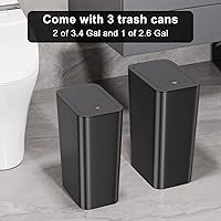 Vista 7 de N. NETDOT Basurero de baño con tapa, juego de 3 piezas, 2 paquetes bote de basura delgado para cocina de 4 galones y 1 bote de basura de 2.6