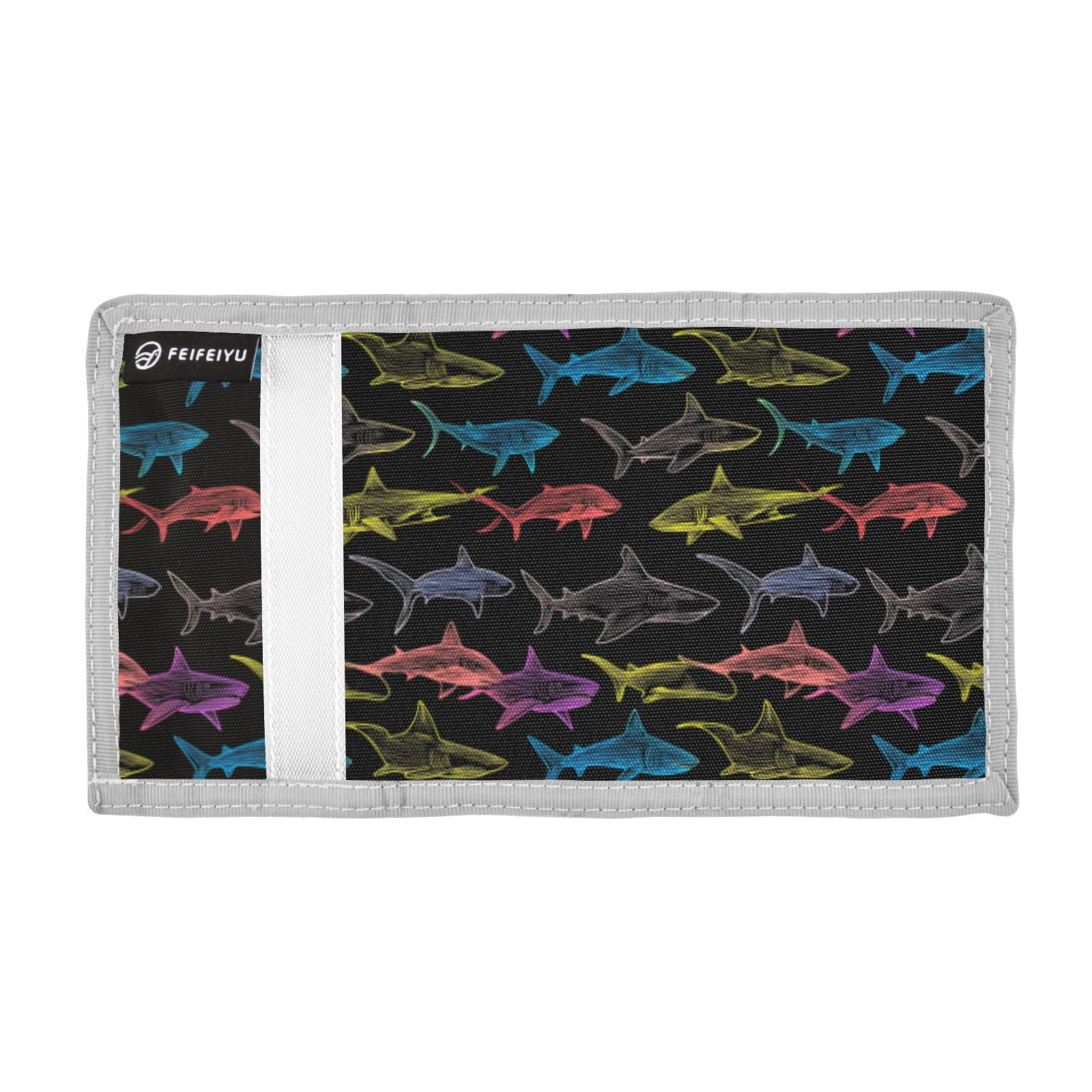 Wusikd Shark Kids Wallet for Boys Girls Colors Toddler Trifold Wallet Novelty Wallet for Teens Women Men