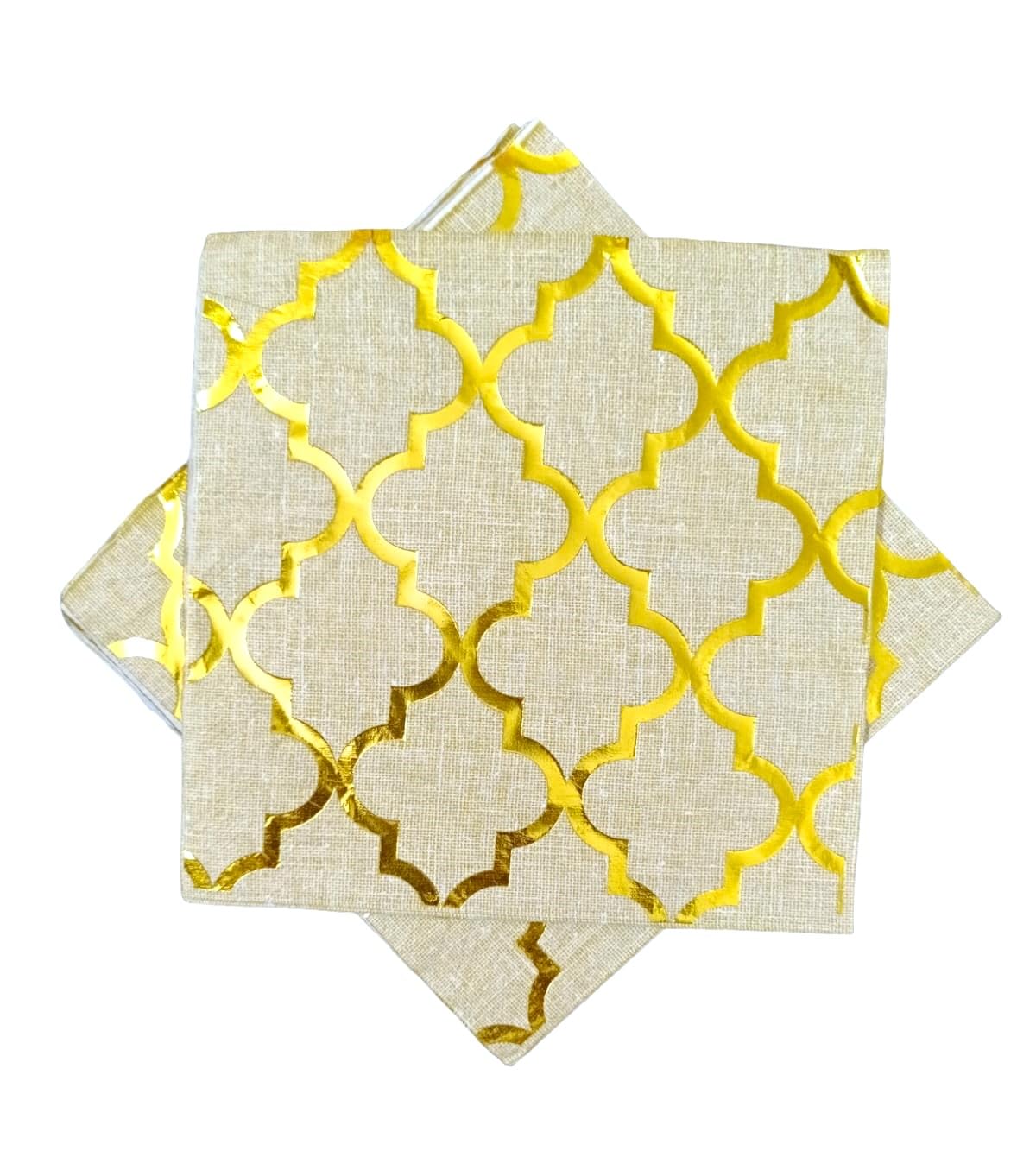 PARTY HONCHOOS Golden With Abstract Gold Foil Lines 3Ply Paper Napkins for Cocktails, Brirthdays, Anniversary and Christmas parties | Pack of 20-image-5