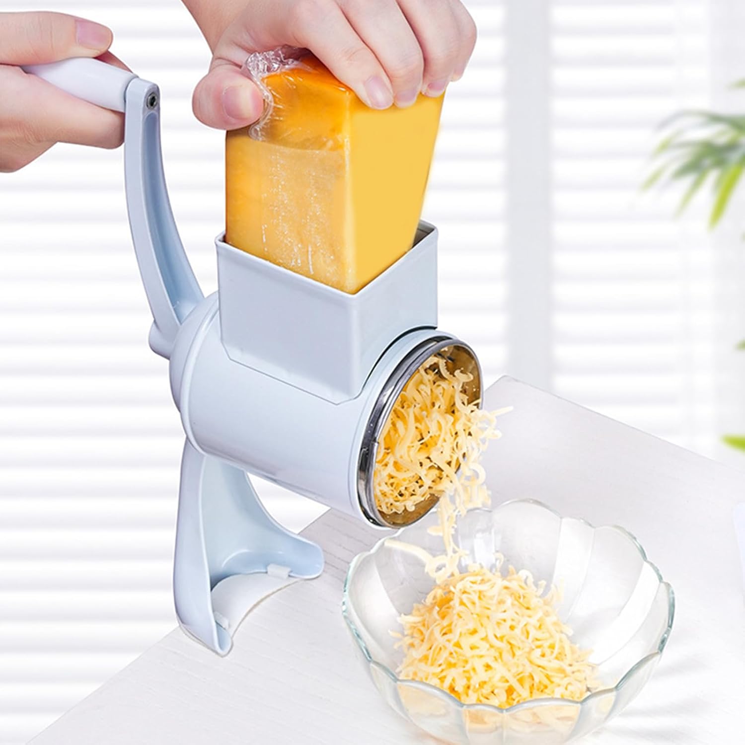 Strong Stainless Steel Manual Cheese Grater Featuring 5 Different Disks for Multiple Grating Choices Nut and Cheese Grinder