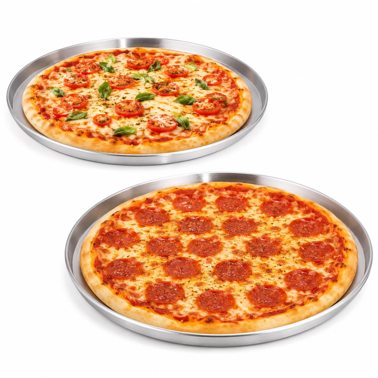 Forma de Pizza Alumínio, Kit com 2 Peças, Nº30 e Nº35, Assadeira Resistente, para Uso