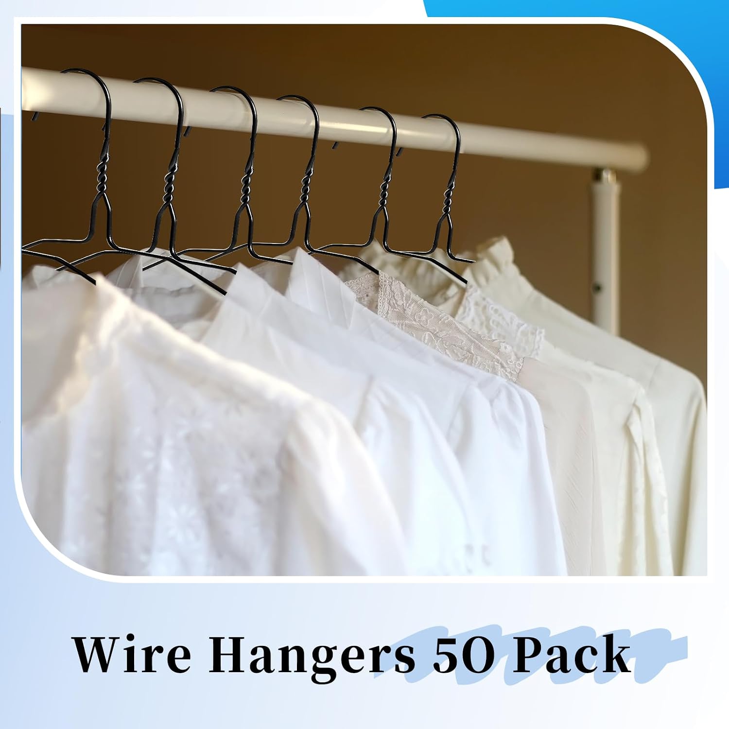 50 Pack Metal Wire Hangers Bulk 15.9 Inch 13 Gauge Dry Cleaner Hangers image 3