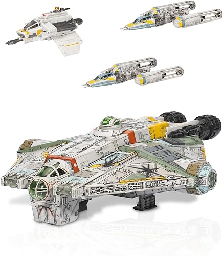 Miniatura 7 de STAR WARS Micro Galaxy Squadron Ghost (Secret Mission) - Vehículo de 15 pulgadas con tres vehículos adicionales más diez accesorios de micro figuras
