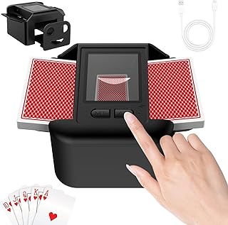M1L Wiederaufladbar Automatischer Kartenmischer 1-2 Deck, Geräuscharm Elektrische Shuffling-Maschine mit Auto & Manuell, Auto Spielkartenmischer für UNO Romme Phase 10 Skip-bo etc Poker Karte(Schwarz)