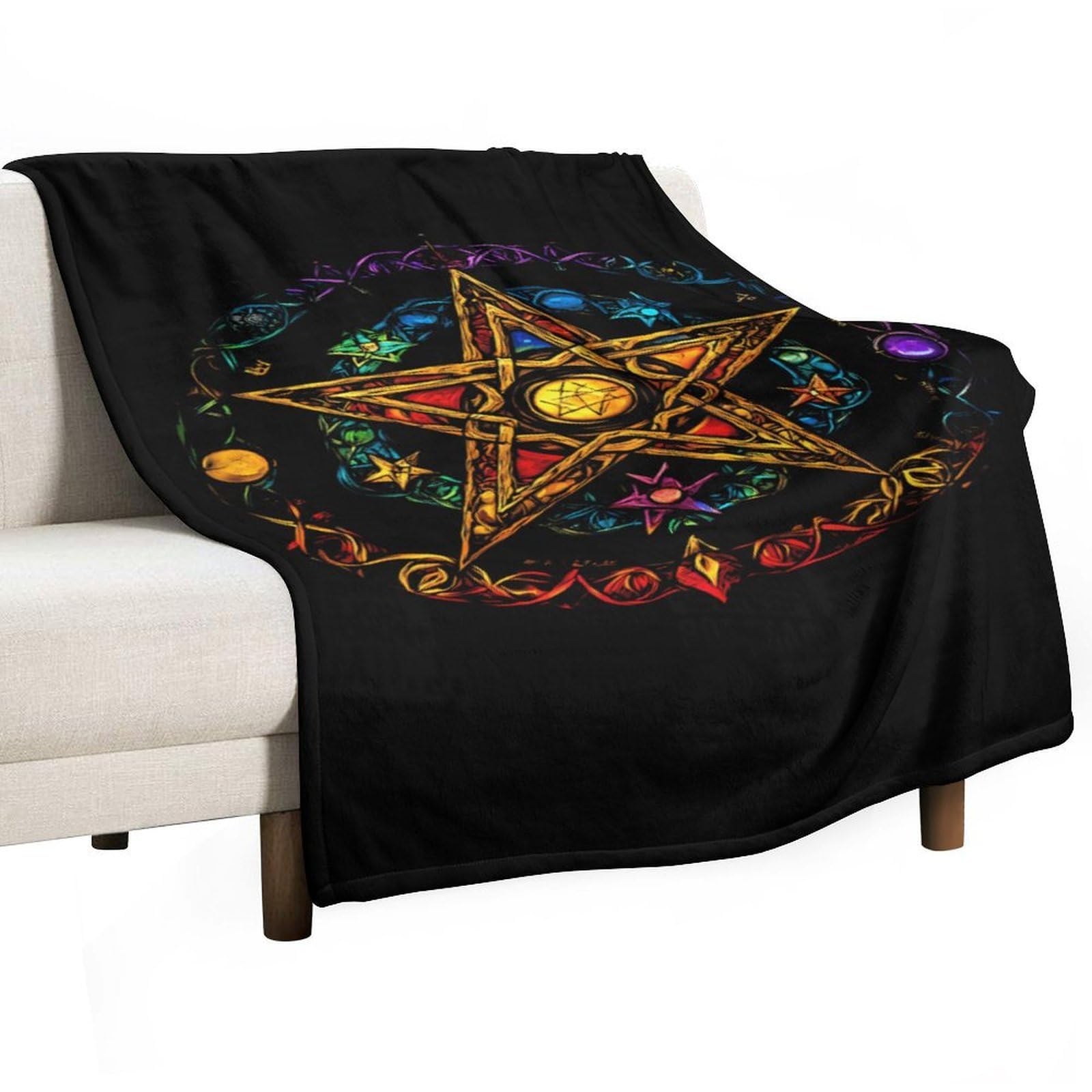 Cgsbngha Style Wiccan Pentagram Witchcraft Magic Pagan Star Flannel Fleece Blanket Lightweight Soft Throw Blankets For Sofa Couch Bed Chair