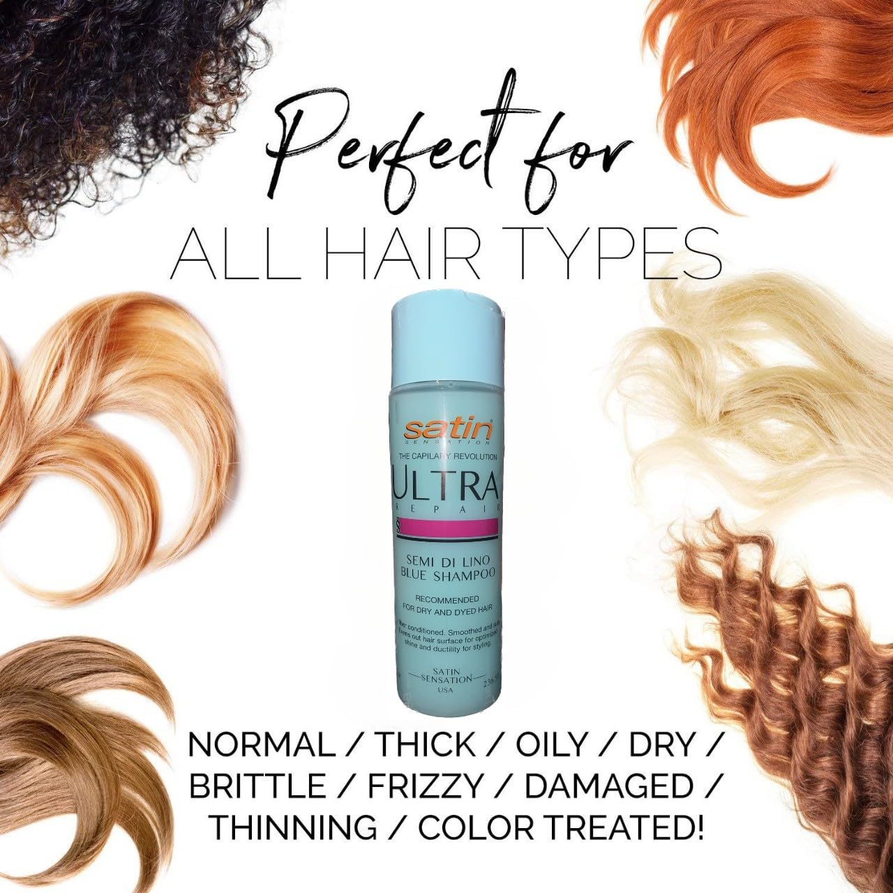 Satin Sensation kit - Hair straightening treatment shampoo - Amio acid formula - Smoke & formaldehyde free - Professional Italian formula Men & Women